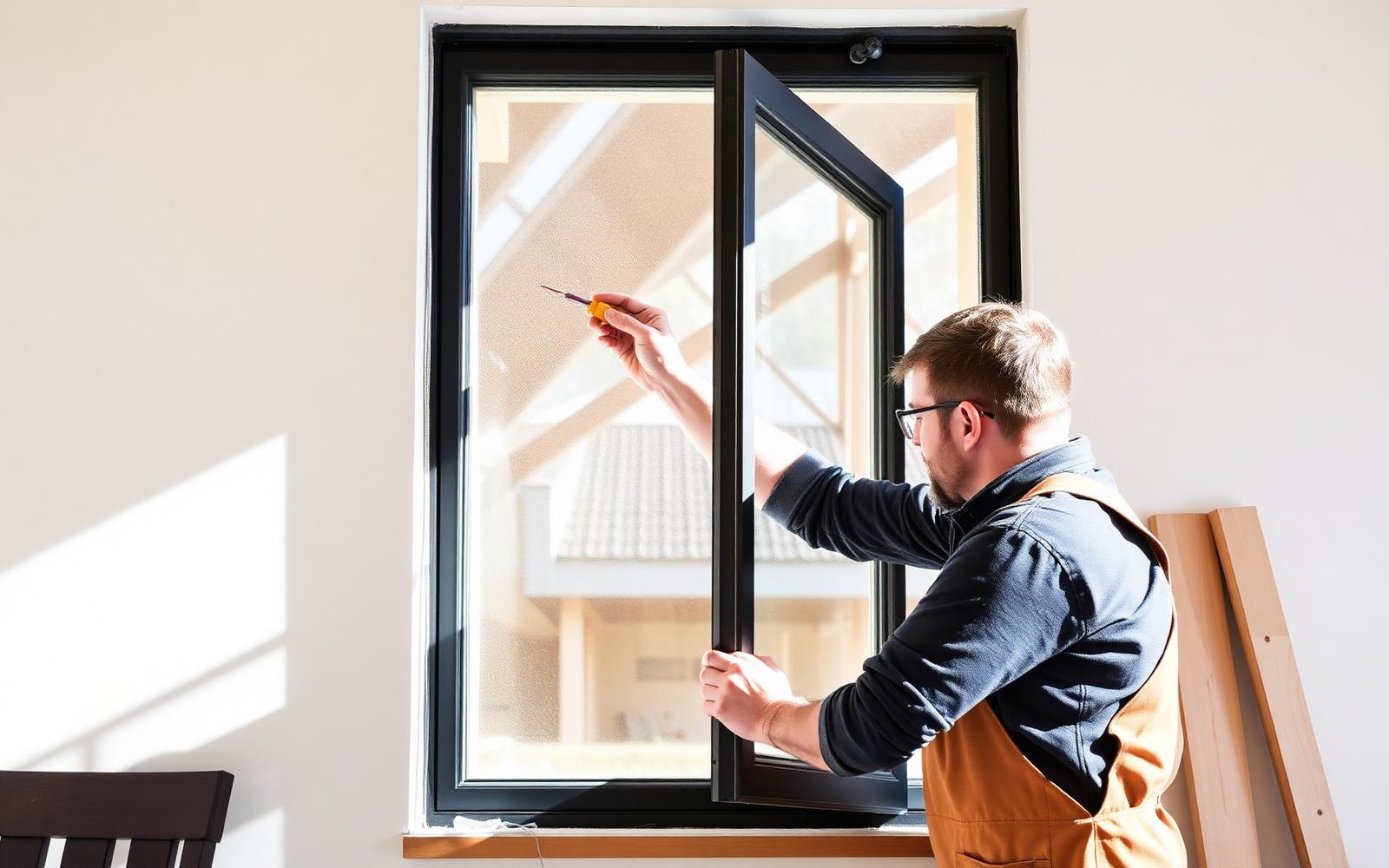 Vakman plaatst nieuw isolatieglas